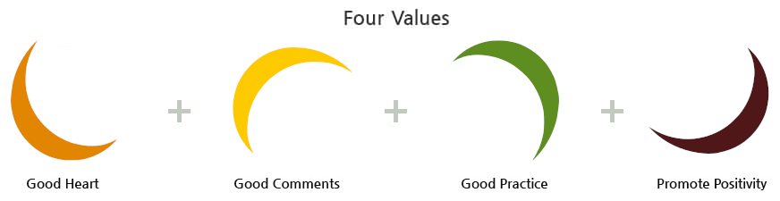 The four values represented in the IPP medal